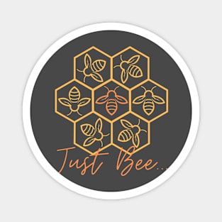 Just Bee - Geometric Bee Honeycomb - Queen Bee Being Circled By Workers Magnet